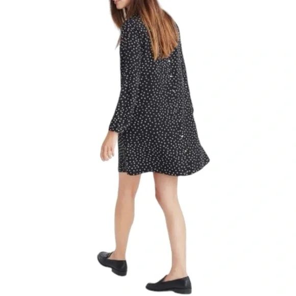 Madewell Star Silk Button Back Dress - Black - Small - Picture 3 of 15